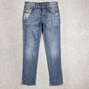 Diesel Staffy Jeans Womens 28x28 Stretch Regular Tapered‎ Distressed Button Fly